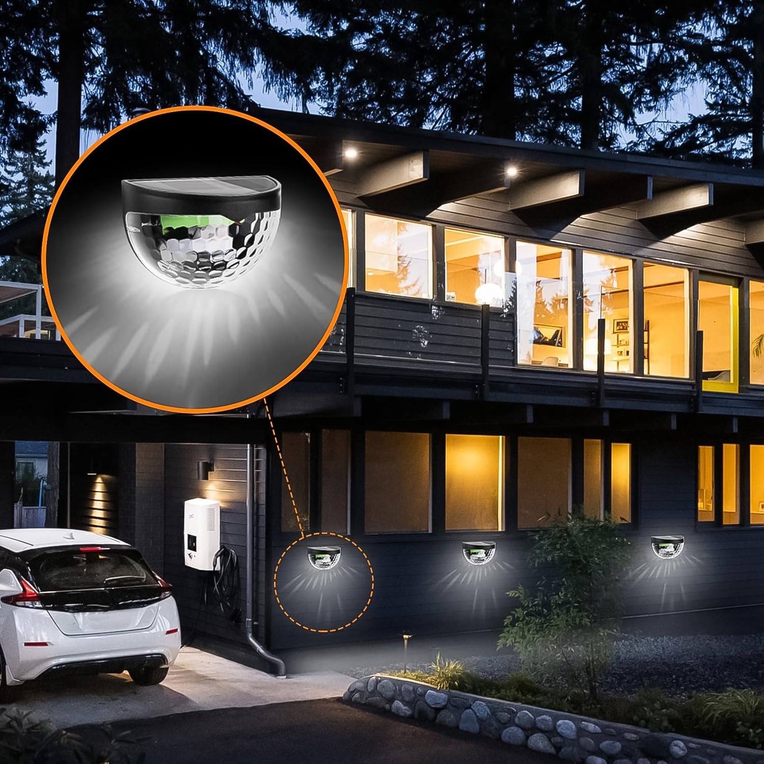 6 LED Solar Powered Wall Mount Fence Light with Honeycomb Shade Design (2 Pc Set) 6 LED Solar Powered Wall Mount Fence Light with Honeycomb Shade Design (2 Pc Set)